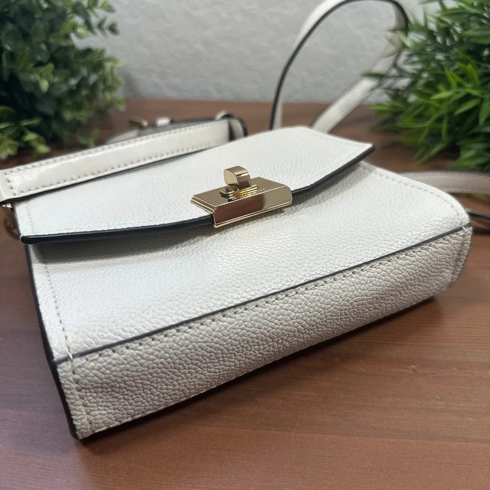 Michael Kors Cassie White Ivory Pebbled Leather Small Crossbody Bag
